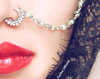 simple nose ring with chain