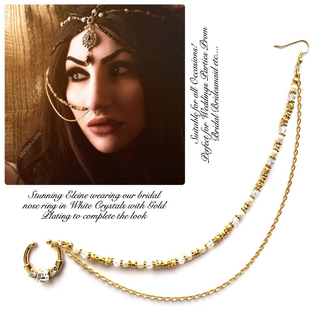 Indian Nose Ring Nose Ring Chain Nath Bridal Nose Ring Etsy