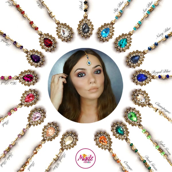 Gold Hair Tikka , forehead Jewelry , Maang Tikka , Bollywood head wear , Indian hair jewelry , Bridal Headpiece , prom accessories headgear