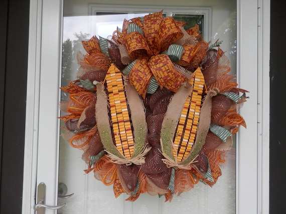 Fall Wreath Fall Deco Mesh Wreath Autumn Wreath Fall Etsy
