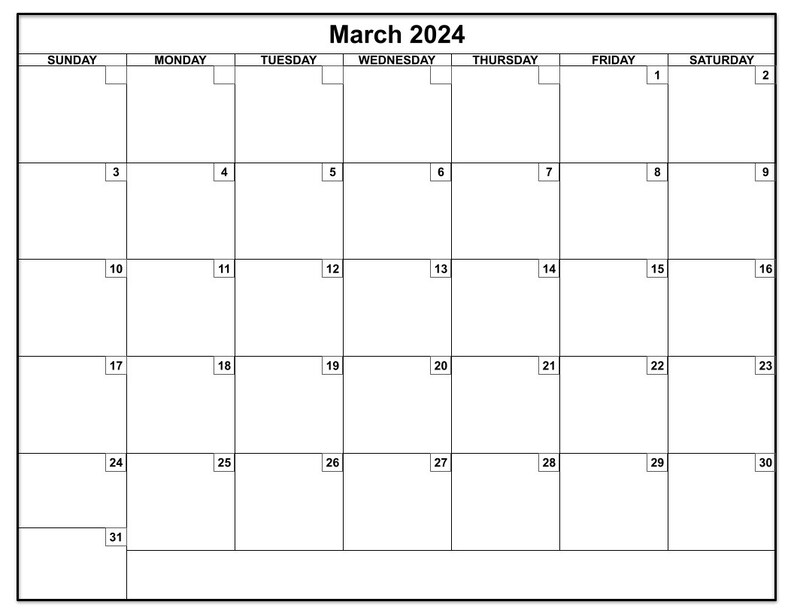 Printable Calendar 2024 8.5x11 Landscape Digital Download Etsy