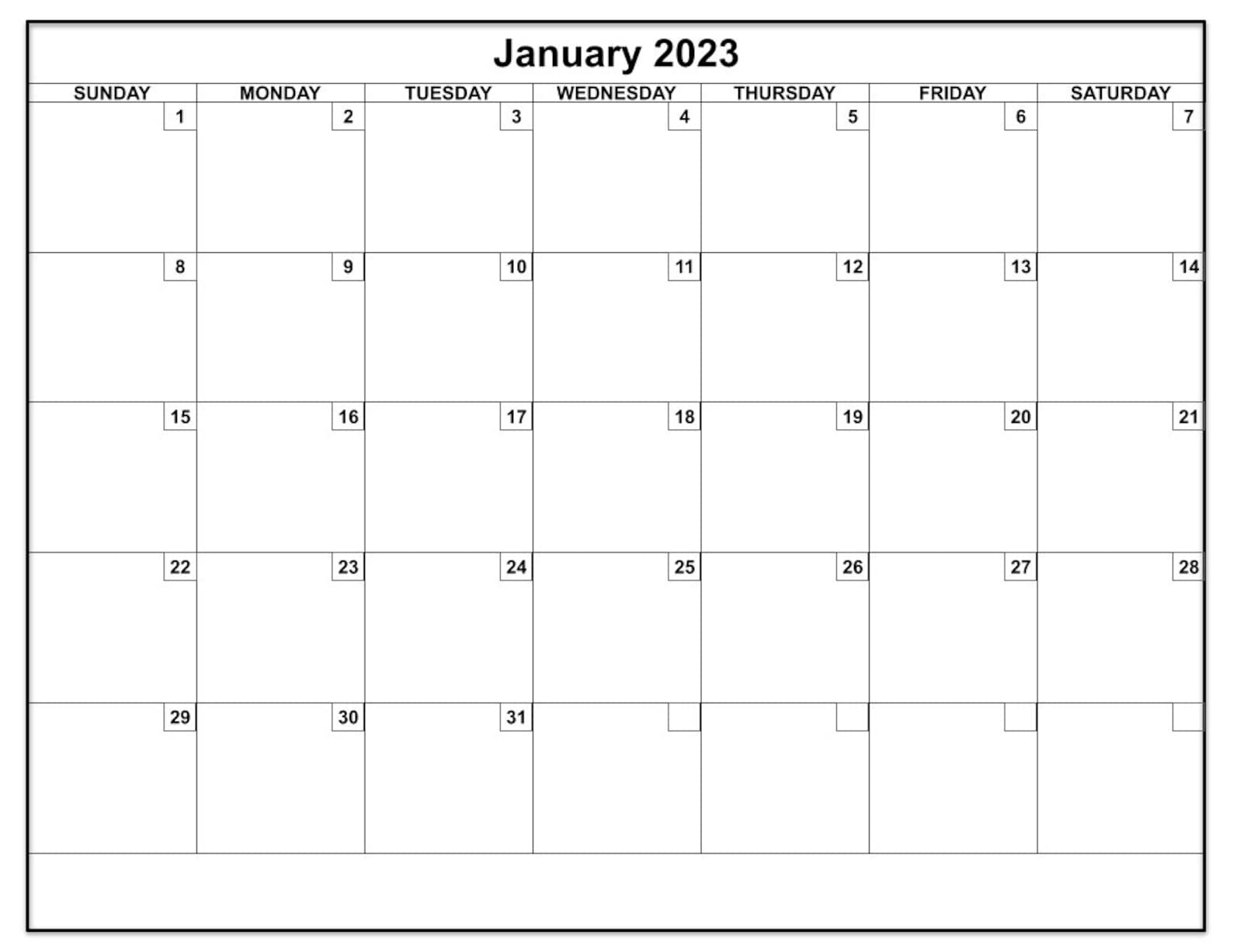 Printable Calendar 2023 8.5x11 Landscape Digital Download - Etsy