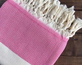 Ottoman Turkish Towel - Pink Chevron