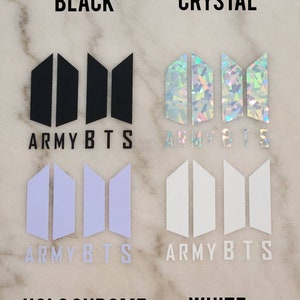 BTS Decals | BTS and ARMY Logo Shield Vinyl Sticker for Cars, Laptops, iPads/tablets, phone cases, water bottles