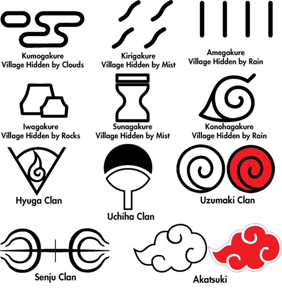 Naruto Villages Decal Naruto Clans Decal Hidden Leaf Sand Naruto Villages Decal Naruto Clans Decal Hidden Leaf Sand