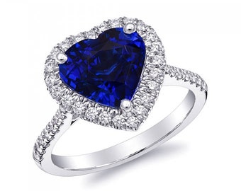 Sapphire Ring, GIA Sapphire, Blue Sapphire 4.16 carats Diamond Ring 18K White Gold, September Birthstone, Sapphire Engagement Ring