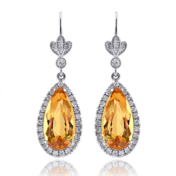 Genuine yellow topaz earrings sale