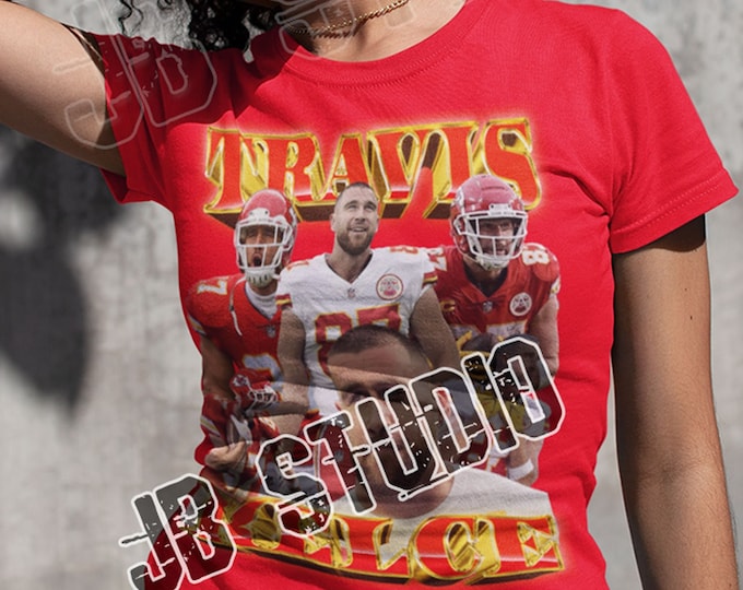 Travis Kelce 90s Vintage Bootleg Unisex Rap T-Shirt | Superbowl Kansas City Chiefs | Football Nfl Unisex Youth Women's Fit US FREE SHIPPING