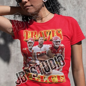 Travis Kelce 90s Vintage Bootleg Unisex Rap T-Shirt | Superbowl Kansas City Chiefs | Football Nfl Unisex Youth Women&#39;s Fit US FREE SHIPPING