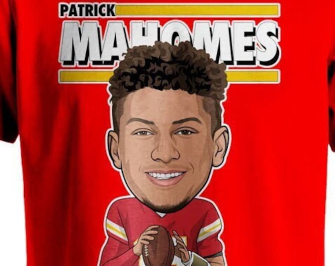 Patrick Mahomes Graphic Toon Kansas City Chiefs Football Tee Shirt Cartoon
