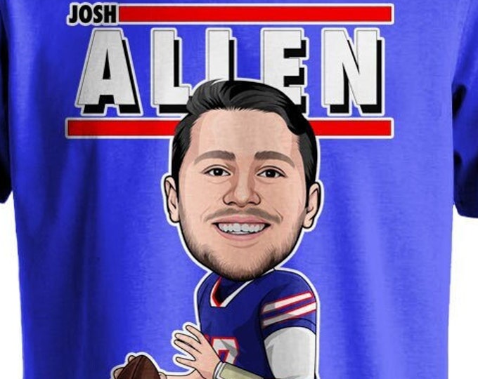Josh Allen QB Graphic Toon Buffalo Bills Football Tee Shirt Cartoon