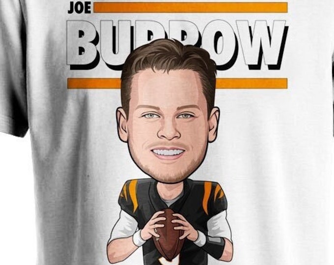 Joe Burrow / Bengals Bobblehead White Tee Shirt Smokin AFC Championship Cincinnati NFL QB T-Shirt