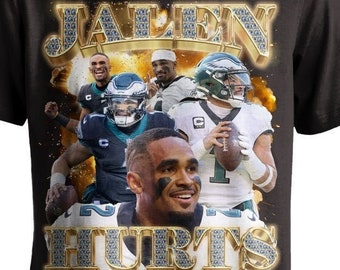 Jalen Hurts Bootleg Vintage 90's Rap T Shirt Philadelphia Eagles Football Tee Super Bowl 57 Unisex Youth Women's Fit US Free Shipping