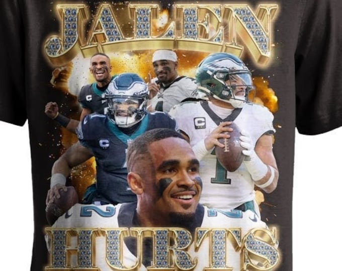 Jalen Hurts Bootleg Vintage 90's Rap T Shirt Philadelphia Eagles Football Tee Super Bowl 57 Unisex Youth Women's Fit US Free Shipping