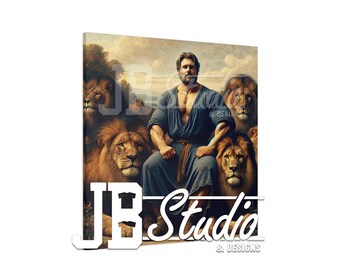 Coach Dan Campbell Man Amongst Lions Canvas, Detroit Oil Painting, Playoffs Superbowl 2025 Wall Art Home Decor Print Poster Man Cave Gift