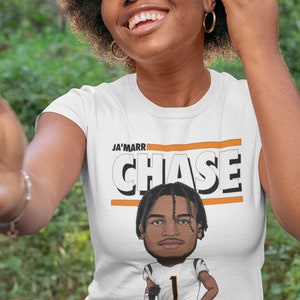 Ja'Marr Chase Graphic Toon Cincinnati Bengals Football Griddy White Tee Shirt Cartoon image 2