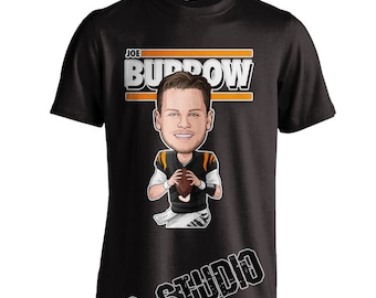 Joe Burrow Graphic Toon Cincinnati Bengals Football Tee Shirt Cartoon