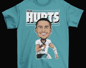 Jalen Hurts Graphic Toon Philadelphia Eagles Football Tee Shirt Cartoon Unisex Youth Women's Fit US FREE SHIPPING