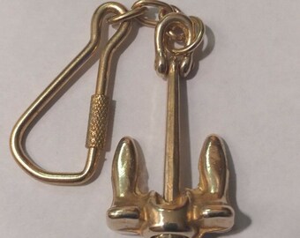 Vintage 1980's Brass Anchor Keychain