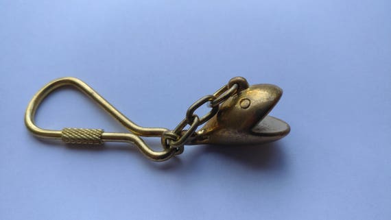 Vintage 1980's Brass Whale Nautical Keychain -  Canada