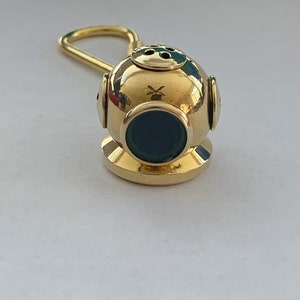 Vintage 1980&#39;s Brass Helmet Nautical Keychain