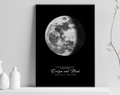 Custom Digital Moon Phase Printable Map, Night Sky Print, Moon Poster, Printable Gift, Printable Download