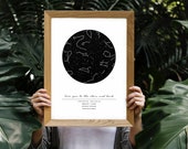Custom Digital Star Printable Map, Night Sky Print, Star Poster, Constellation Print, Printable Gift, Printable Download