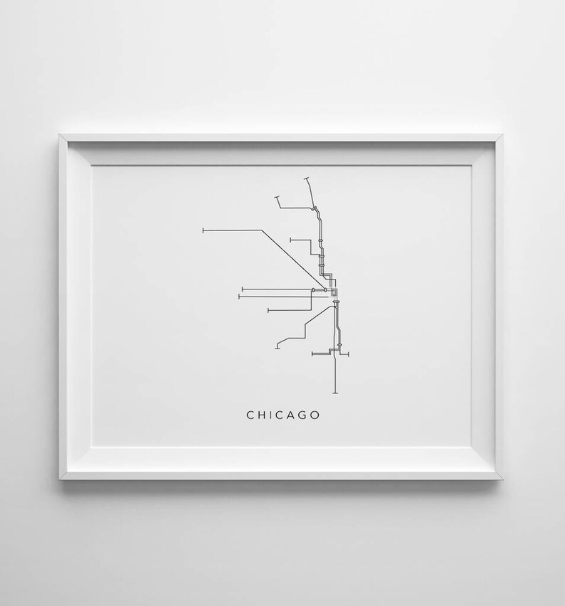 Chicago Metro Minimalistic Map Printable Art 8x10 45 Etsy