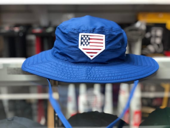 USA Rep Your Flag Home Plate American Flag Baseball Boonie Bucket Hat Cap 3D puff| The Baseball Club Snapback