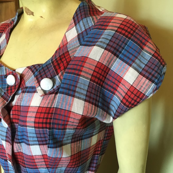 Vintage 40's-50s Plaid Cotton Dress