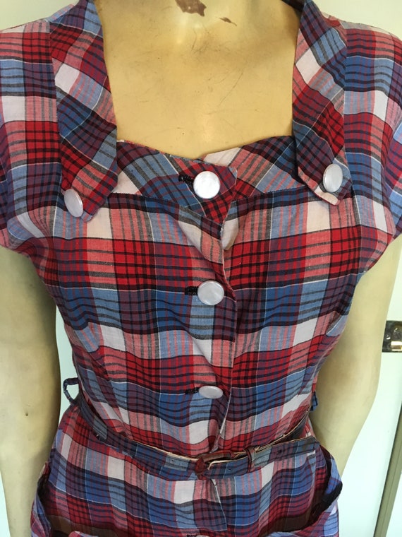Vintage 40's-50s Plaid Cotton Dress
