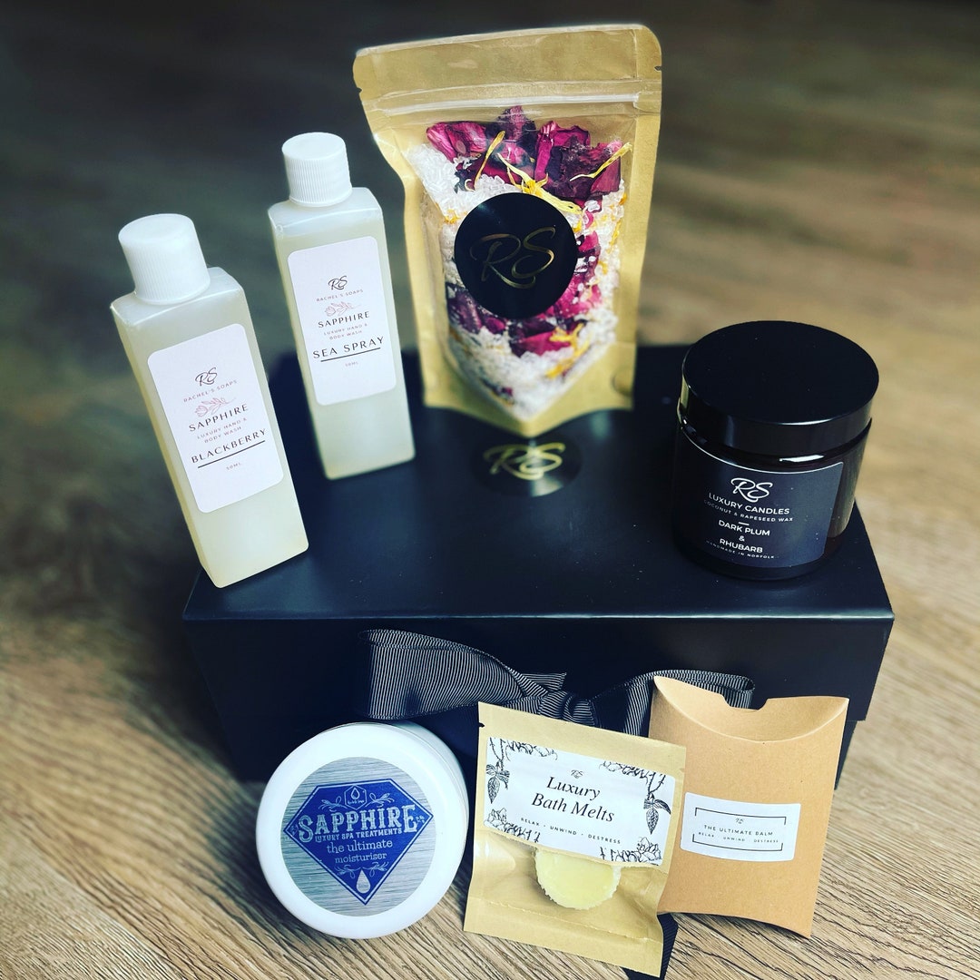 Personalised Luxury Spa Gift Box, Botanical Bath Salts, Candle Gift