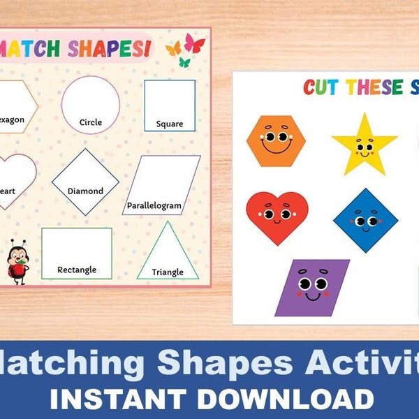 Preschool Shapes Activity | Toddler | Homeschool | Learning Shapes | PreK Activity | Matching Shapes | Instant Download | Digital Print