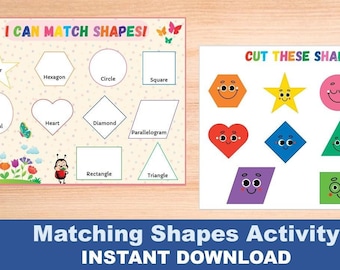 Preschool Shapes Activity | Toddler | Homeschool | Learning Shapes | PreK Activity | Matching Shapes | Instant Download | Digital Print