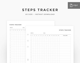 A5 - Steps Tracker - Minimalist Printable Planner Inserts, A5 Agenda - PRINTABLE PDF, Instant Download