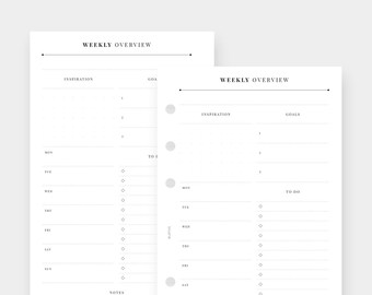 Classic Weekly Overview - PERSONAL Size lWeekly Planner PRINTABLE,
