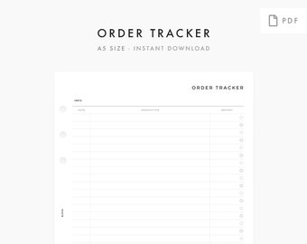 Minimal Order Tracker - A5 - PRINTABLE Planner Inserts