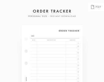 Minimal Order Tracker - PERSONAL - PRINTABLE Planner Inserts