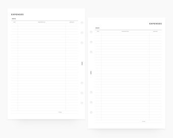 Minimal Expense Tracker - A5 - PRINTABLE Planner Inserts