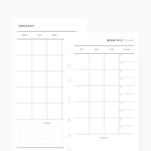 Minimalist Monthly Planner - PERSONAL Size l Personal planner, filofax personal, personal size, personal size insert, kate spade personal