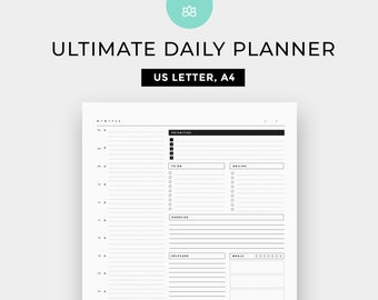 Ultimate Daily Planner, Daily Organizer, Minimalist Planner, Printable Planner, Work Planner,  Day Planner, Hourly Planner