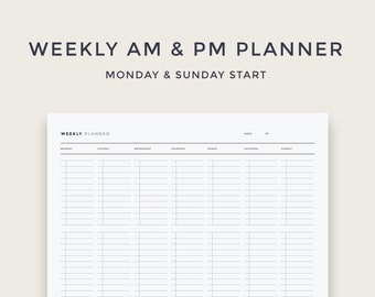 Minimalist Weekly AM PM List l Weekly Routine, Meal Planner, Goals, Planner Pad, Notepad, Academic Planner, Productivity Planner, Undated