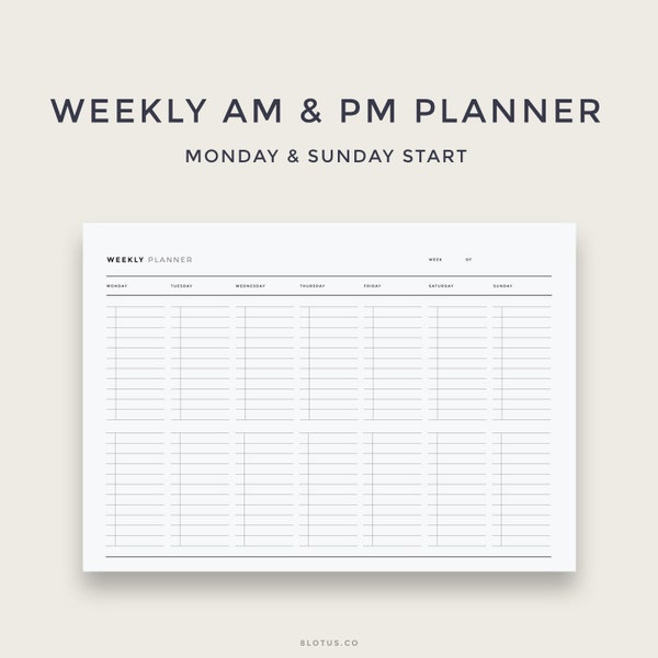 Minimalist Weekly AM PM List l Weekly Routine, Meal Planner, Goals, Planner Pad, Notepad, Academic Planner, Productivity Planner, Undated