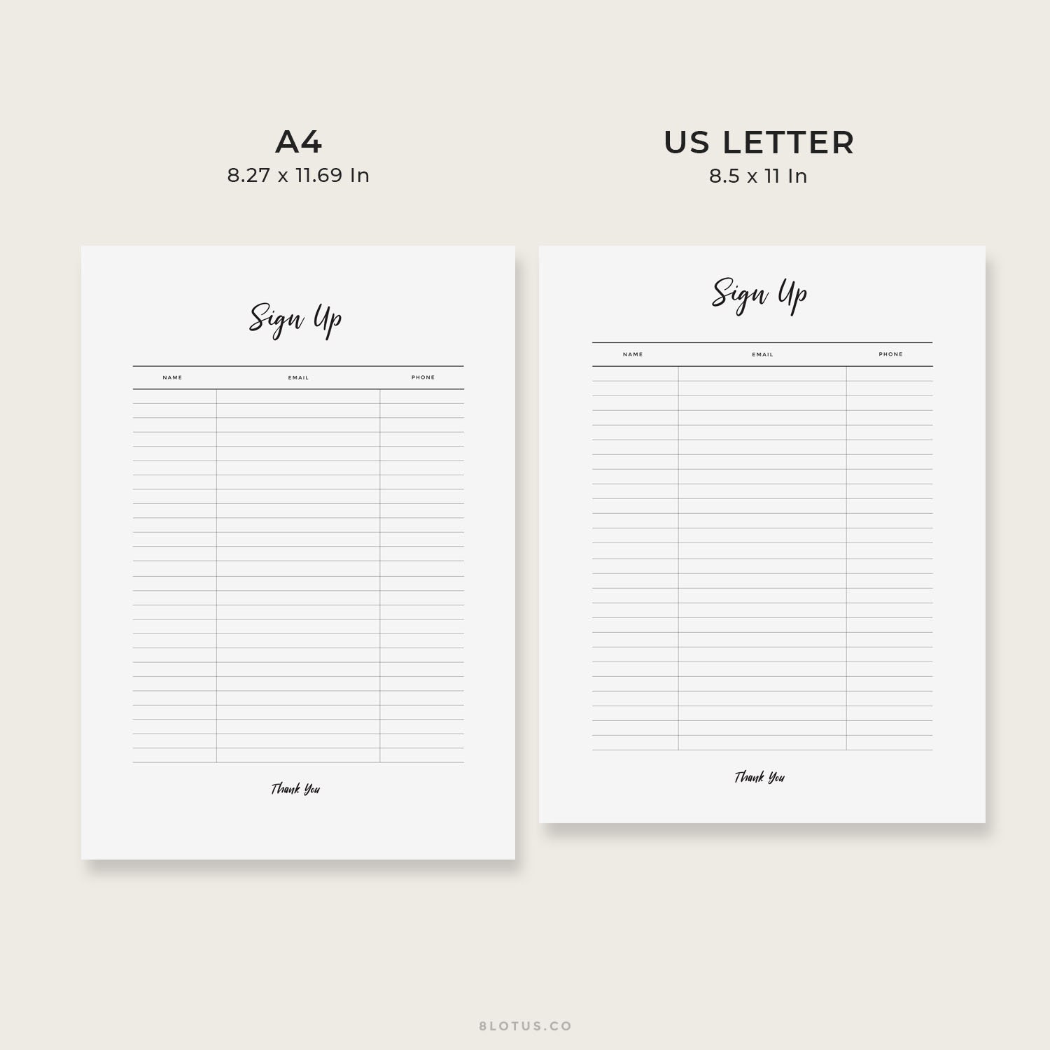 Printable Small Sign Up Sheet