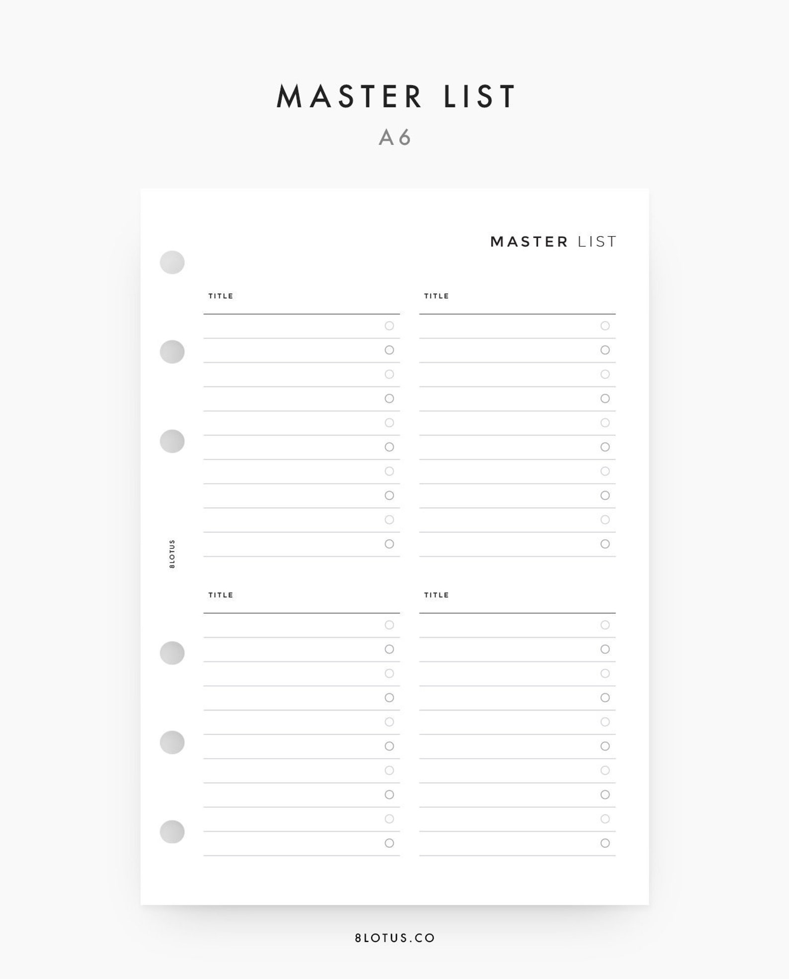 Master List A6 Printable to Do List, Shopping List, Bucket List ...