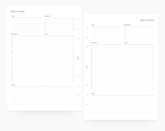 Minimal Daily Hourly Planner - A5 - PRINTABLE Planner Inserts