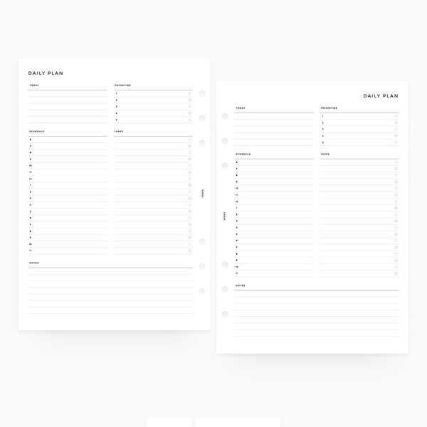 Minimal Daily Hourly Planner - A5 - PRINTABLE Planner Inserts