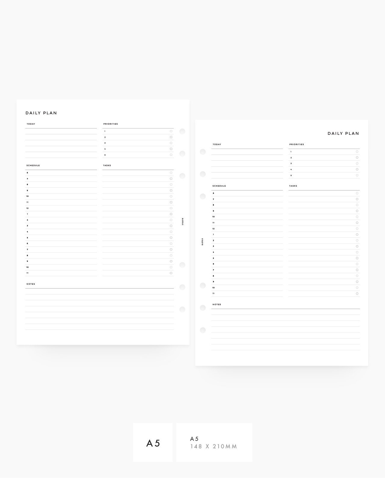 Minimal Daily Hourly Planner - A5 - PRINTABLE Planner Inserts - Etsy