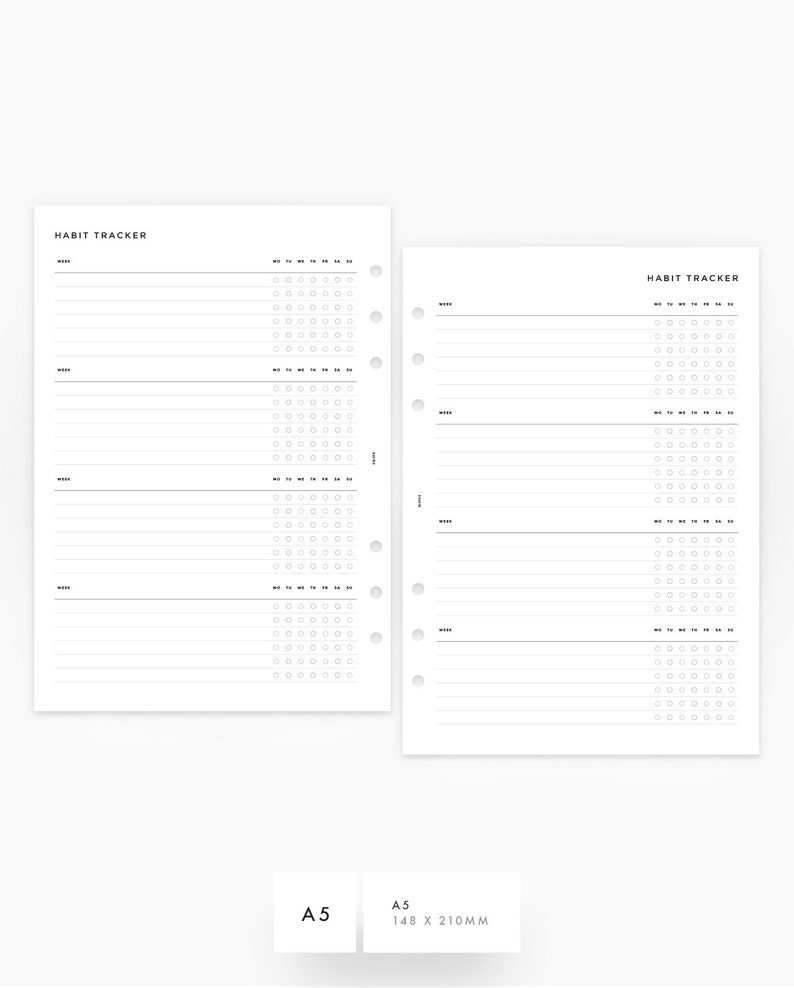 MN001 - Habit Tracker - Printable A5 Planner Insert - Etsy