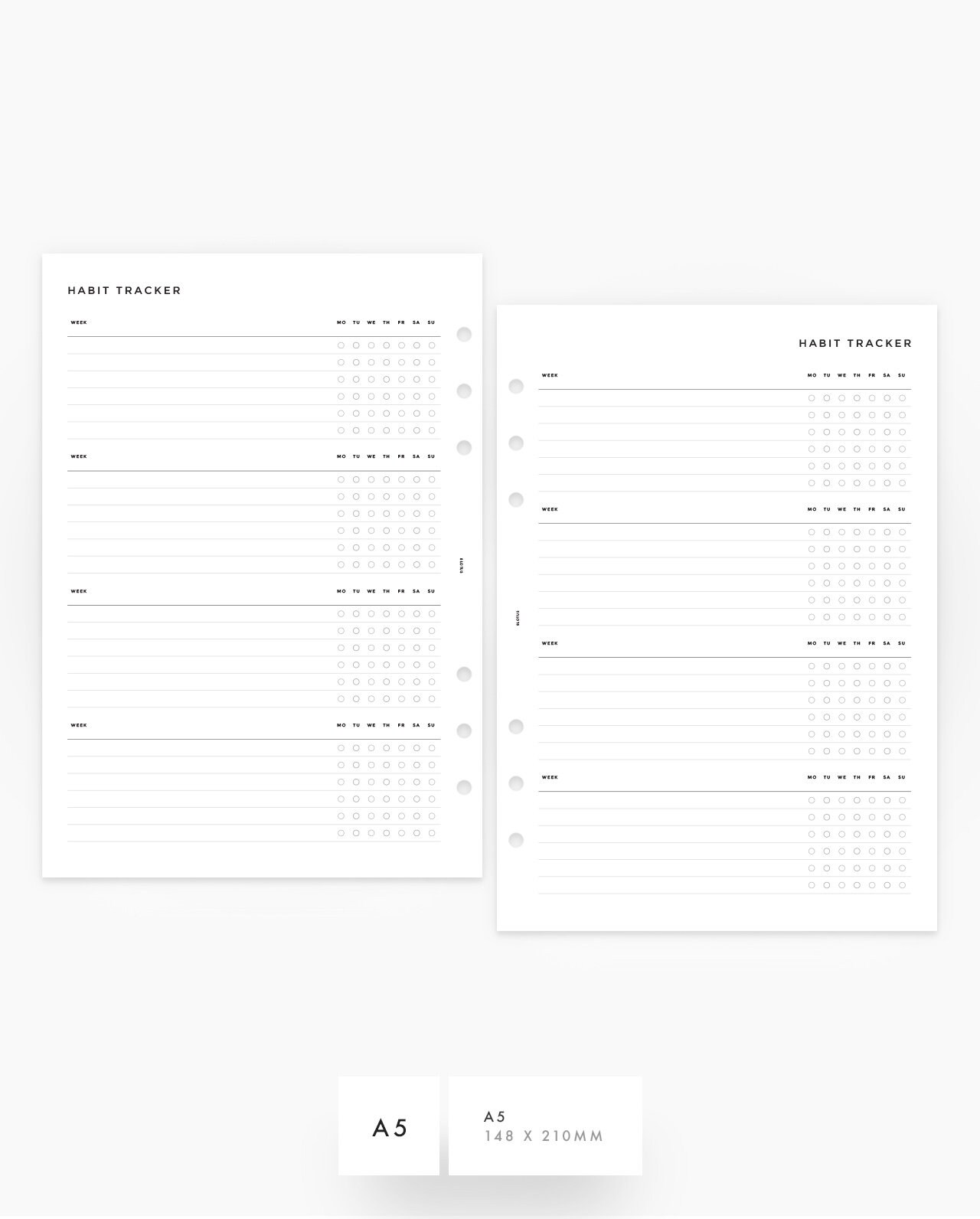 MN001 Habit Tracker Printable A5 Planner Insert Etsy